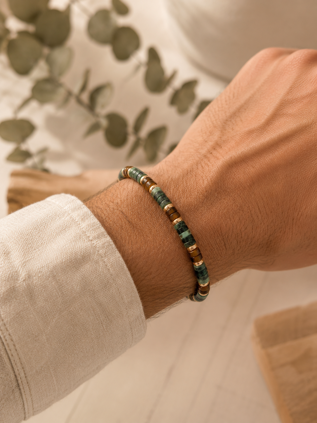 Vertrauen & Mut - Armband aus Afrikanischem Türkis & Tigerauge