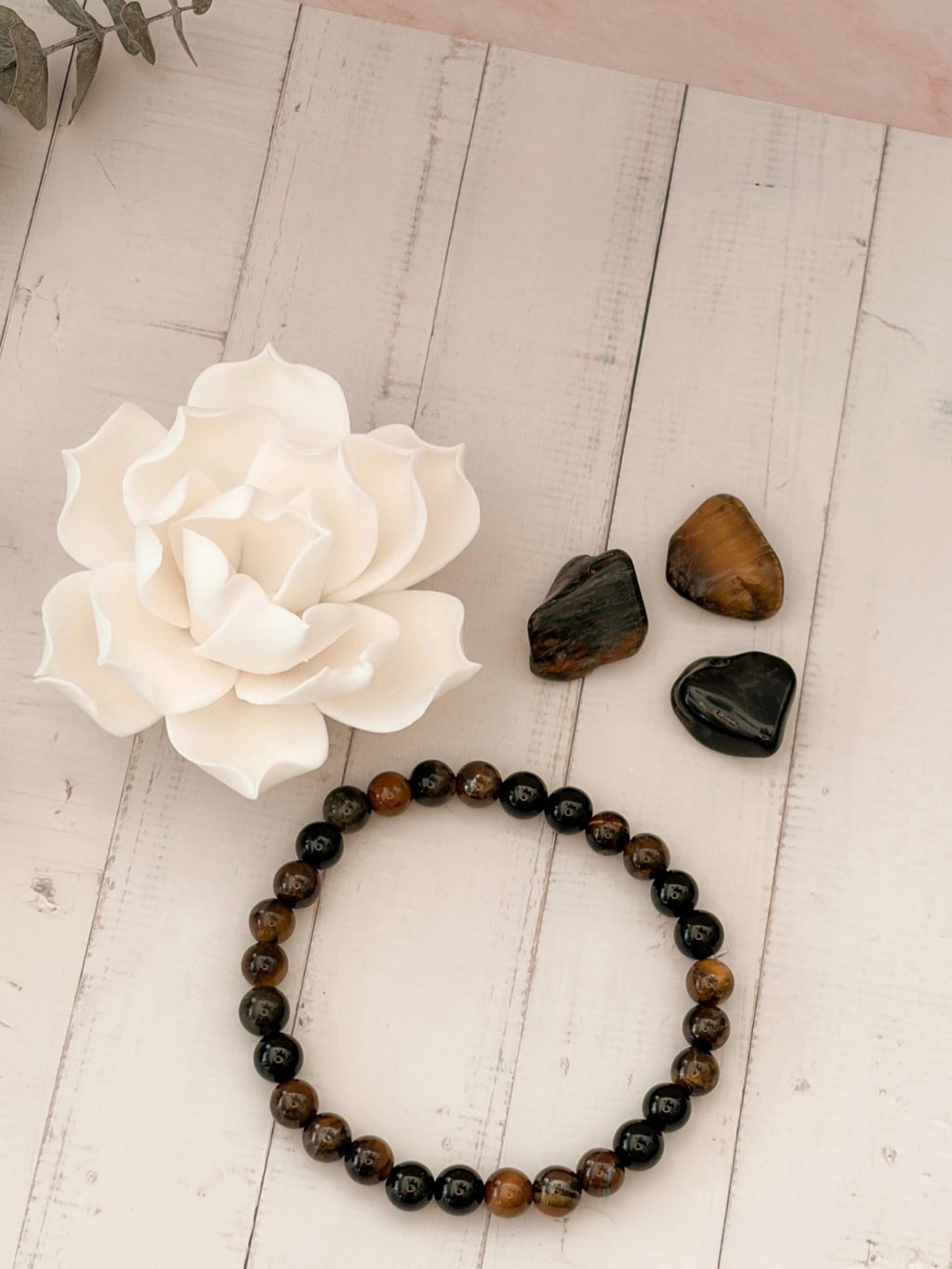 Innere Stärke - Armband aus Tigerauge, Obsidian & Schwarzem Turmalin