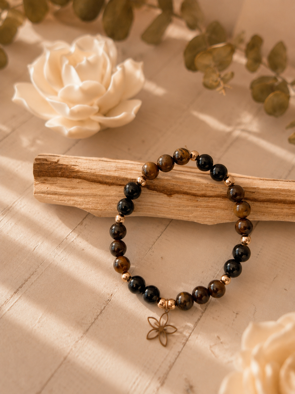 Standhaft - Armband aus Tigerauge, Schwarzem Turmalin & Obsidian