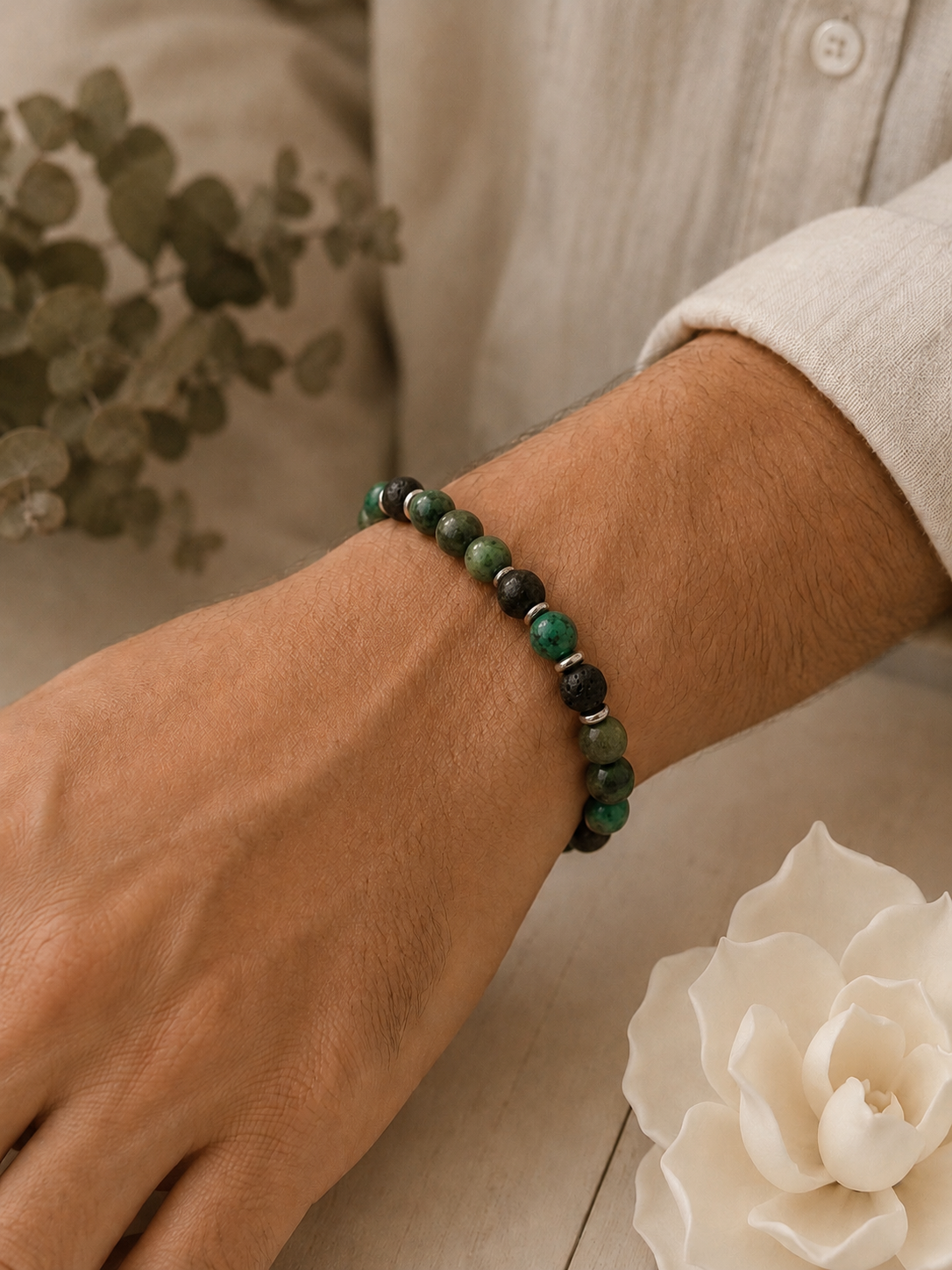 Neuanfang - Armband aus Afrikanischem Türkis & Lavastein