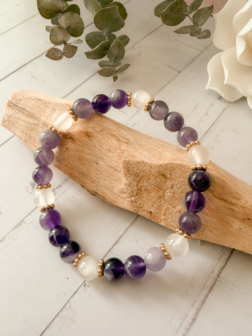 Innere Ruhe – Amethyst & Selenit Armband