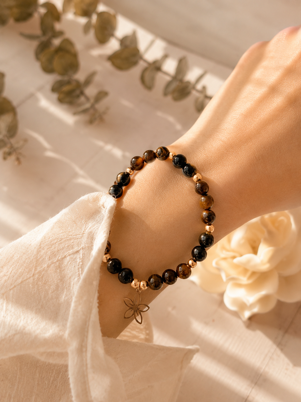 Standhaft - Armband aus Tigerauge, Schwarzem Turmalin & Obsidian
