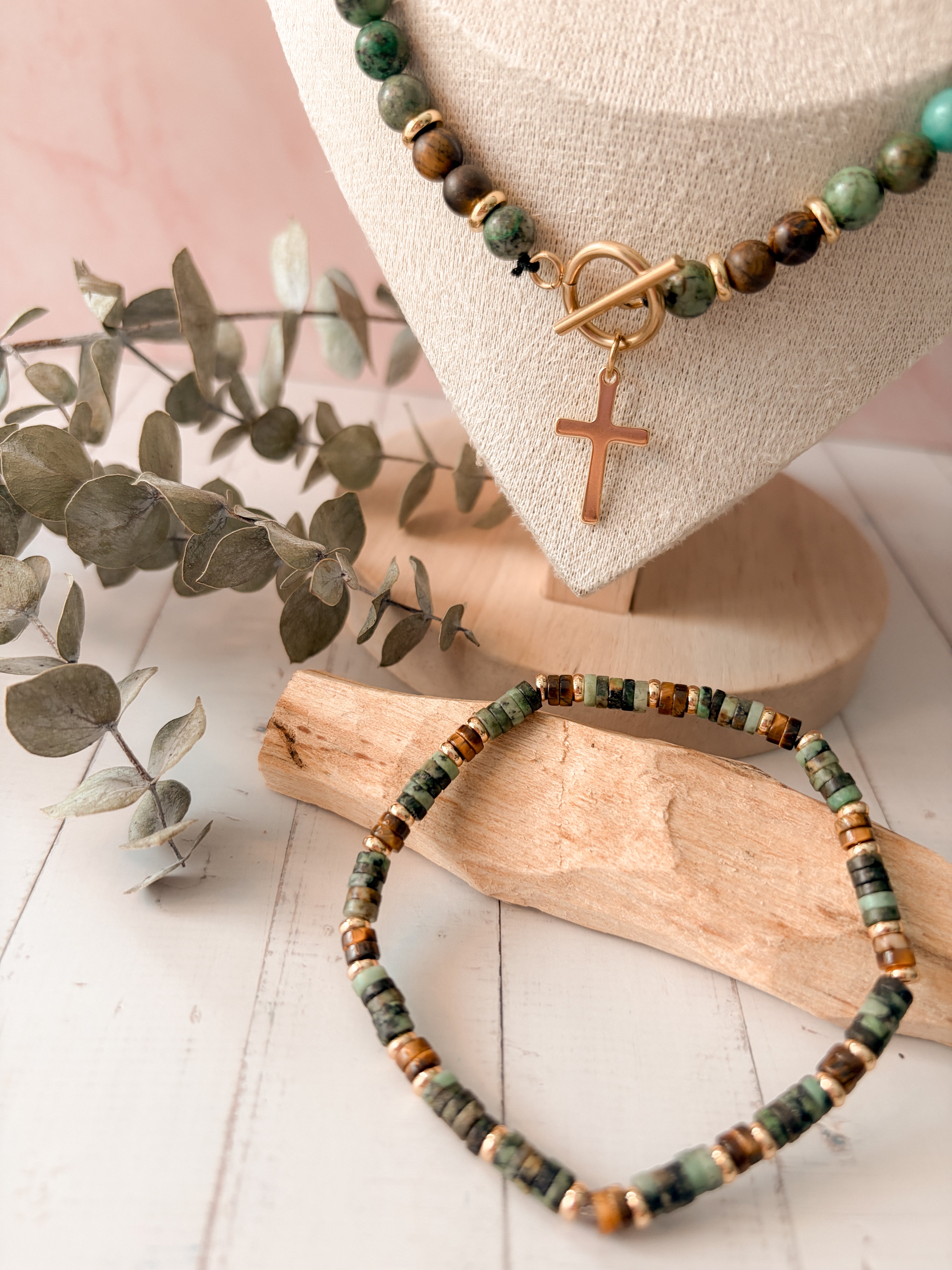Vertrauen & Mut - Armband aus Afrikanischem Türkis & Tigerauge